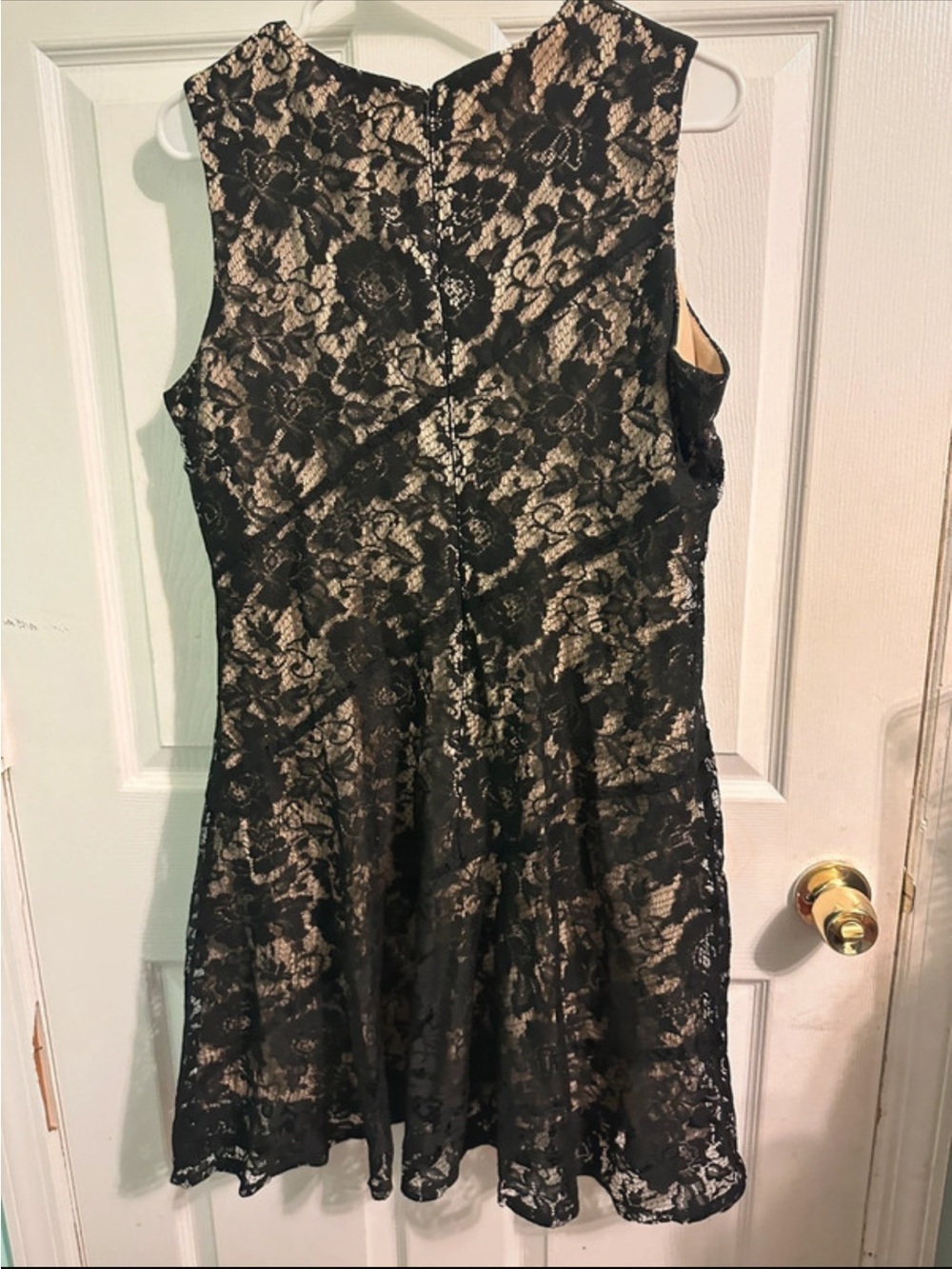 Danny & Nicole Black Lace Mini Dress with Nude Lining - Picture 3 of 5